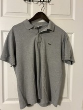 Lacoste Polo Shirt Grey Classic Fit 100 Cotton Mens Size L