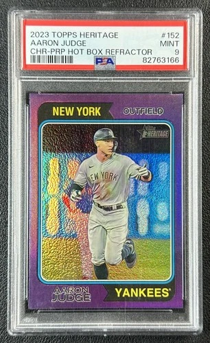 AARON JUDGE PSA 9 2023 TOPPS HERITAGE 152 CHROME HOTBOX PURPLE REFRACTOR YANKEES
