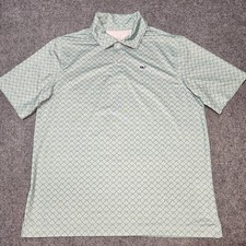 Vineyard Vines Shirt Boys Large 16 Green Performance Golf Polo