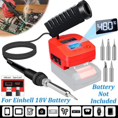 Akku Lötstation Für Einhell 18V Power X-Change Lötkolben 480°C USB C + 5 Spitzen