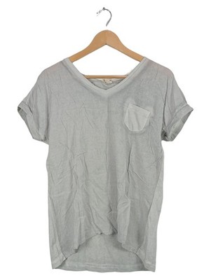 Esprit Damen T-Shirt V-Ausschnitt Kurzarm Brusttasche Grau Gr. M