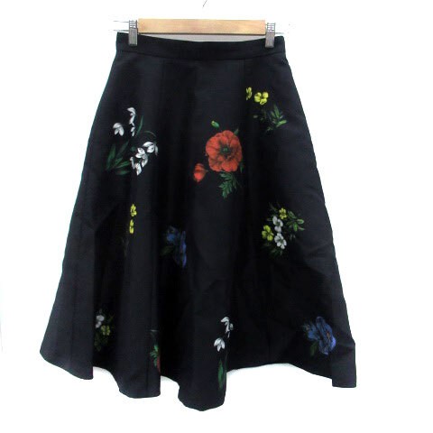 Navy Multi-Color Floral Midi Skirt Women's Size 38 Medium by Mystrada