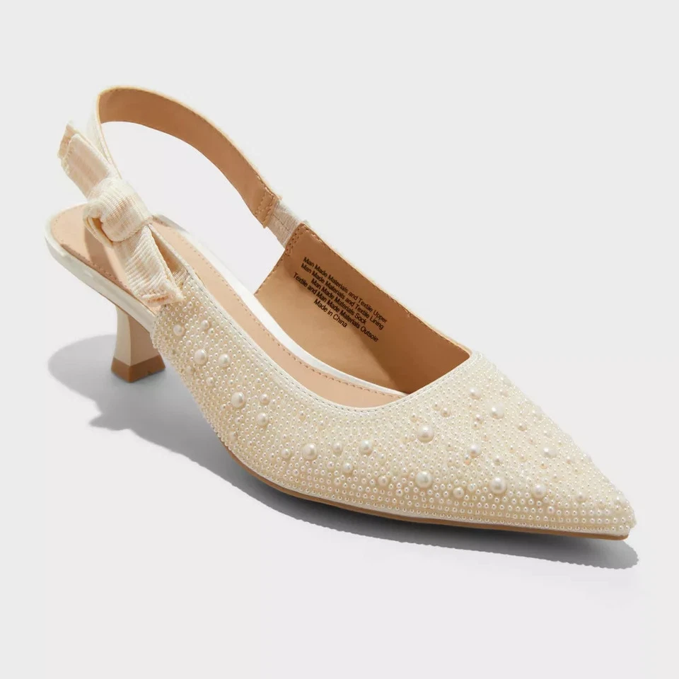Women's Milan Pearl Slingback Heels - A New Day