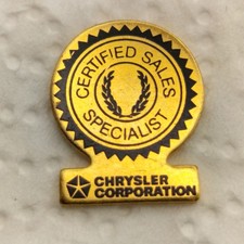Vintage Chrysler Corporation Certified Sales Specialist Lapel Pin Gold Tone