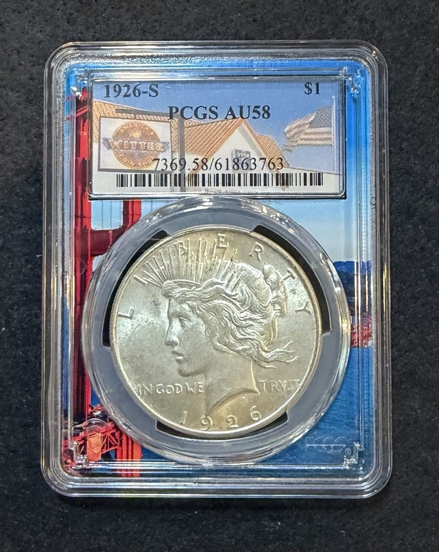 1926 S PEACE DOLLAR PCGS AU 58 (Witter Coin) VERY NICE!
