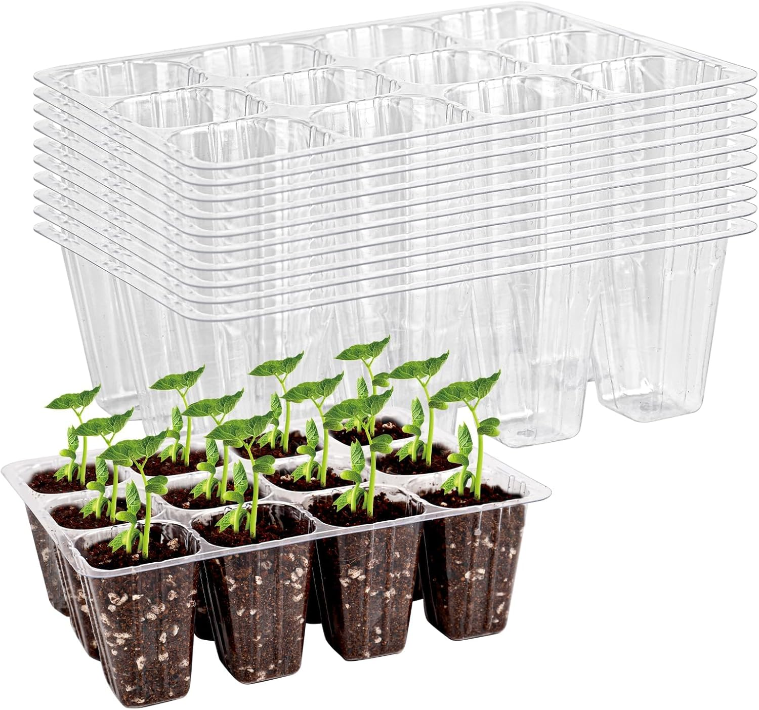 120 Cells Seedling Plug Trays, 10 PCS Reusable Seed Starter Container, Garden Ca