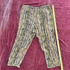 Vintage Boho Tribal Print Pants Elastic Waist Wide Leg Unisex