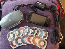 Sony PSP 1003 Black Handheld Console With Charger, Case And 14 Games Bundle