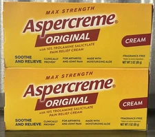 2X Aspercrem ORIGINAL Pain Relief CREAM 3 Oz. Each (6 Oz Total) Exp. 10/2026