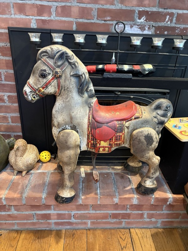 MOBO STEEL CHILDRENS ANTIQUE RIDING HORSE ALL ORIGINAL VINTAGE   Pick Up Only