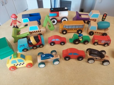 Mixed Lot of Wooden Car Toys HAPE BAMBOO RACE Lakeshore J'adore FREE WHEEL