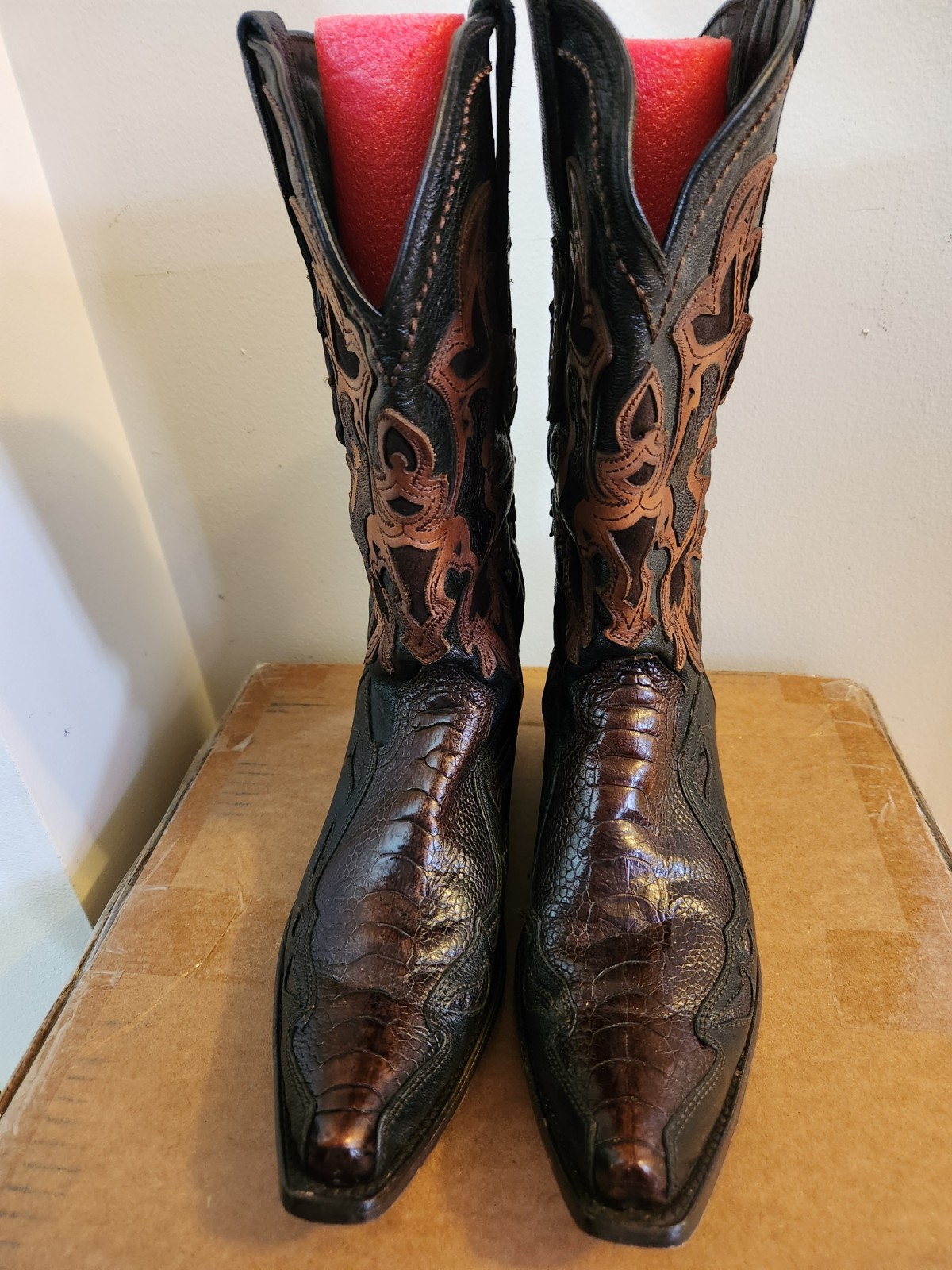 CUADRA TWO TONE BROWN PYTHON COWBOY BOOTS,  Size 9 - image 1