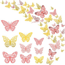 3D Butterfly Wall Decor, 72 Pcs 3 Styles 3 Sizes Colorful Butterflies Peel and S