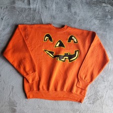 Vintage 1990s Fruit of the Loom Jack O Lantern Pumpkin Sweatshirt XL Halloween