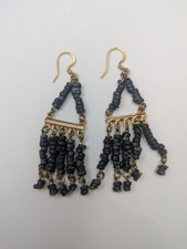 Egyptian Accents Mummy Bead Faience Beaded Dangle Handmade Earrings