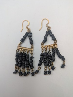 Egyptian Accents Mummy Bead Faience Beaded Dangle Handmade Earrings