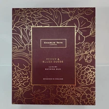 NIB Charlie Tate London PEONY & BLUSH SUEDE Luxury Bathing Duo Body Lotion & Gel