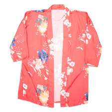Donna Kimono Camicetta Rosso 3/4 Manica Floreale L