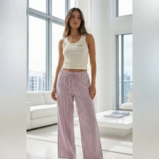 NWT Rumored SET White Top and Pink Striped pants XL
