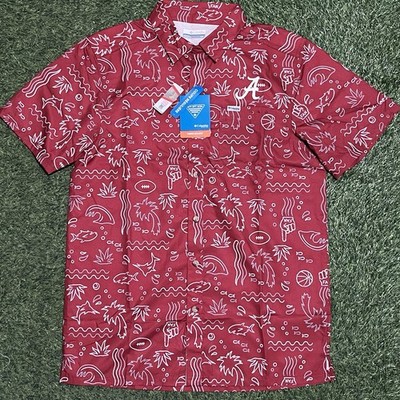 Columbia Alabama Crimson Tide Crimson Super Slack Button Down Shirt Mens S NWT