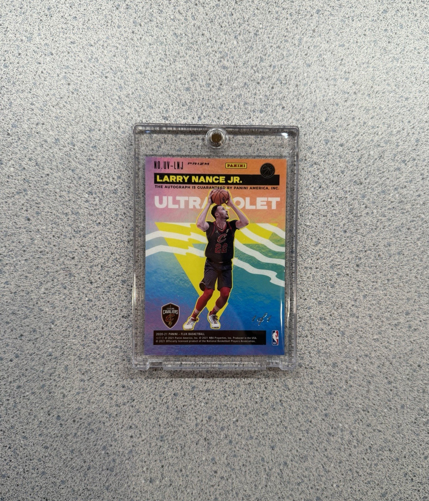 2020-21 Panini Flux Basketball #UV-LNJ Larry Nance Jr Ultraviolet Auto Black 1/1 view 2