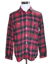 SUPREME Plaid Flannel Shirt FW22 Men's L Button Down Collared Tartan Plaid Red