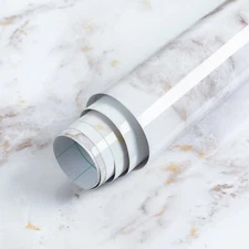 rabbitgoo Glossy Marble Contact Paper Peel and Stick Wallpaper 17.5" X 78.7" ...