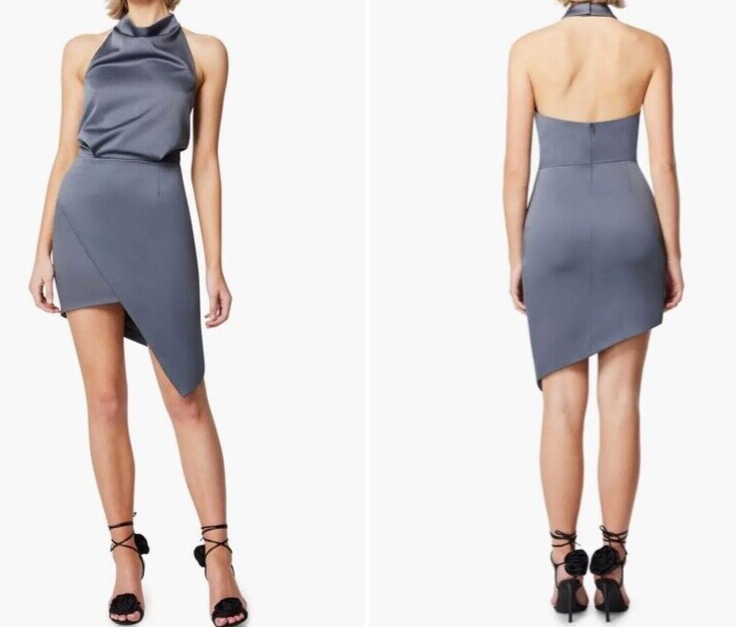 ELLIATT Camo Asymmetric Satin Cocktail Dress Size: XS