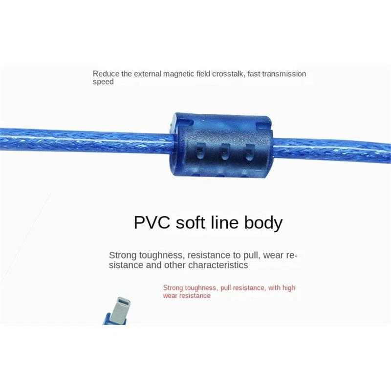 Blue USB 2.0 High Speed Cable Printer Lead A to B Plug 24AWG Lead 1.5m 2m 3m - Image 4 of 4