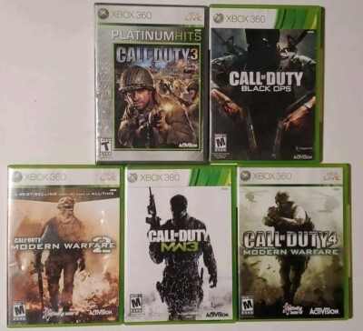 Call Of Duty Xbox 360 5 Game Bundle COD 3, Black Ops, Modern Warfare 2 3 & 4