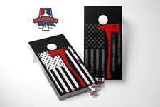 American Flag Firefighter Axe Cornhole Board Vinyl Wrap Skins Laminated Sticker