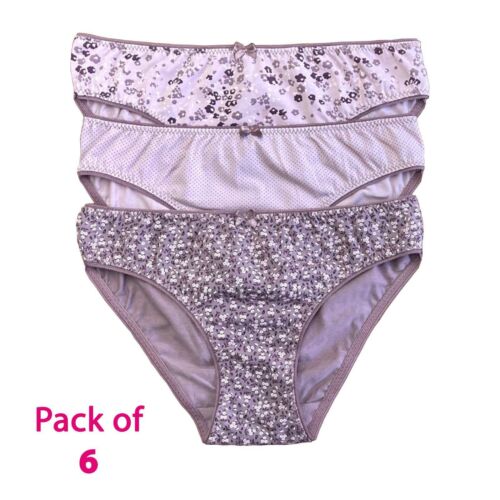 6 Pack Ladies Girls Bikini Briefs Panties Womens Cotton Knickers Underwear - Picture 1 of 15