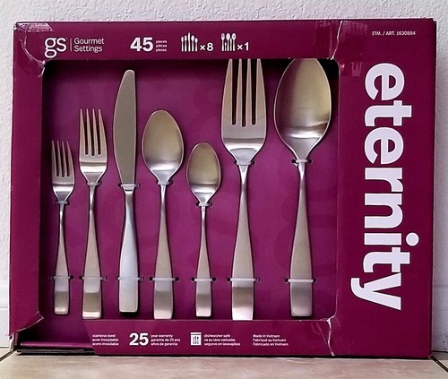 Gourmet Settings Eternity 45 Piece 18/10 Stainless Steel Flatware Set