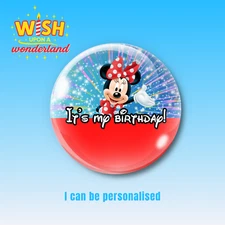 Minnie Mouse Inspired Personalised Birthday Button Badge - Disneyland