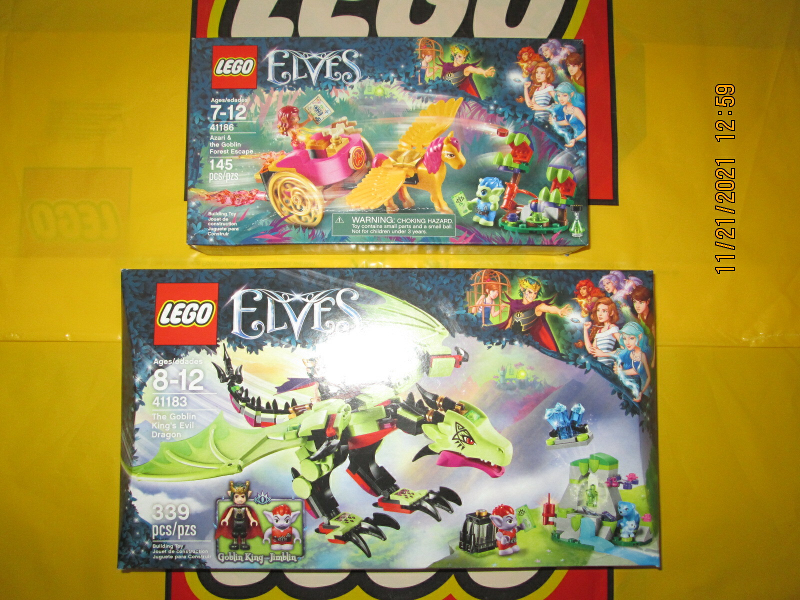 Lego Elves 41183 The Goblin KIng's Evil Dragon & 41186 Azari & the Goblin Forest