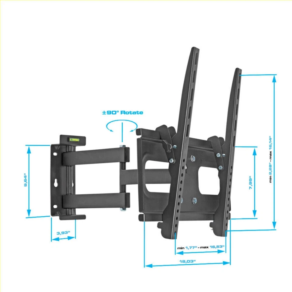 Soporte de TV de montaje en pared de movimiento completo para 32 37 40 42 46 50 55 pulgadas máximo 99 lb/45 kg Foto 4 de 4