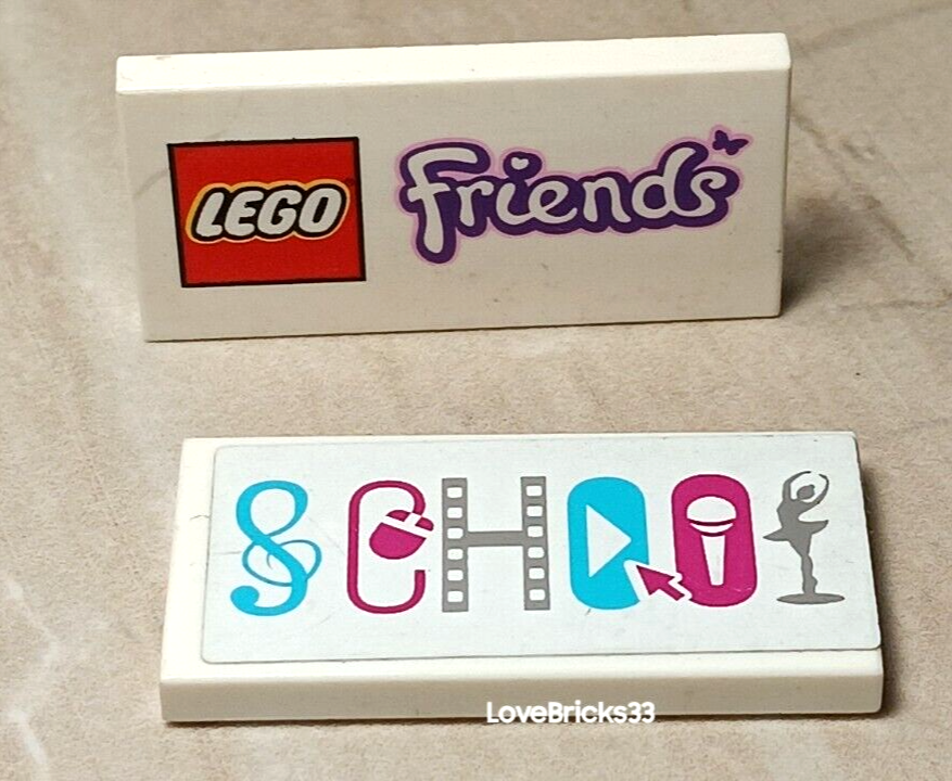 LEGO SCHOOL Arts Academy Sign Sticker Friends 2x4 Lot of 2 Film Music ...