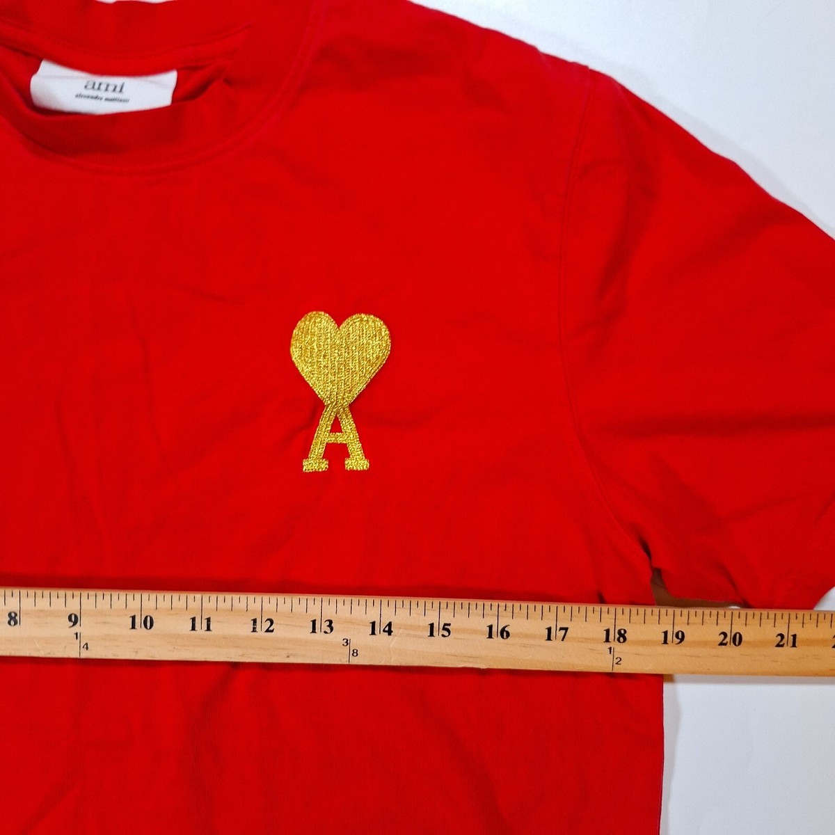AMI Paris Alexandre Mattiusi T-shirt Red w/ Gold Heart - SEE