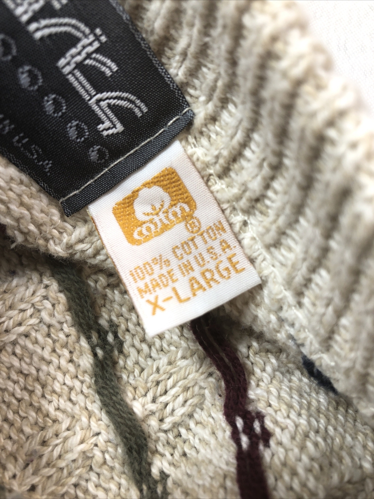 Metrics Mens Knit Sweater Size X-Large Beige w/ m… - image 6