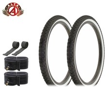 2 Alta BICYCLE 20 X 1.75 BMX TIRES BK/WHITE COMP III TREAD W/ TUBES & RIMSTRIPS.