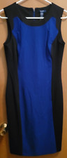 Chaps Ralph Lauren Dress Black and Blue Size 8 Pre-Owned in Very Good Condition