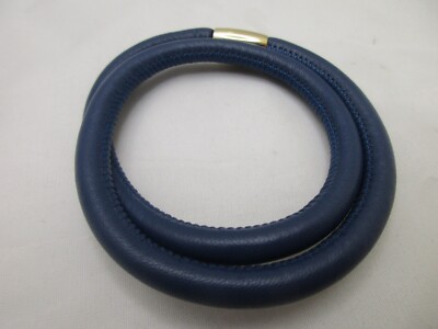Endless Leather Charm Double Wrap Bracelet 8.5'' Blue Magnetic Clasp 16'' Choker