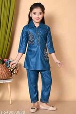 Girls Stylish Long Sleeves Kurta Set BEAUTIFUL TOP  PANT Embroidery Co-ord Set
