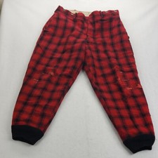 Vintage 60s Woolrich Mens USA Wool Buffalo Plaid Red Lined Hunting Pants Joggers