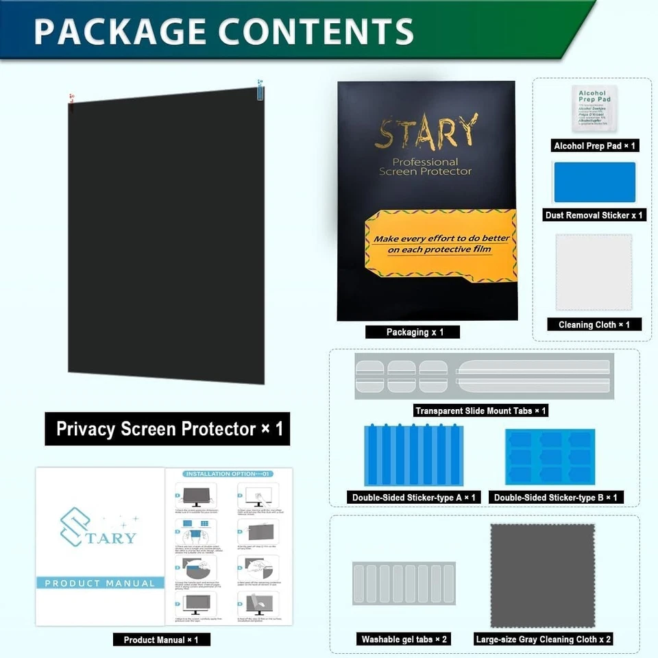 STARY 23 Inch Computer Privacy Screen Filter for Widescreen 16:9 Monitor and Lap - Image 3 of 4