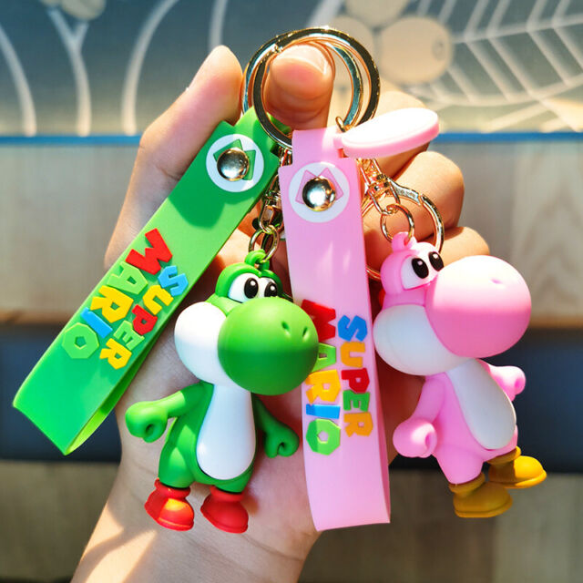 Super Mario Yoshi 3D Cartoon Keychains Cute PVC Pendants Keyrings Boy Girls Gift