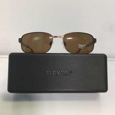 NIB Flexon Polarized 5044P 210 Walnut Metal Sunglasses 58mm