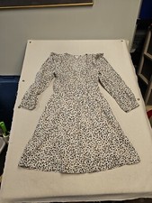 J. CREW Reimagined  Ruffle Shoulder Animal Print Peasant Midi Dress Sz S Lined