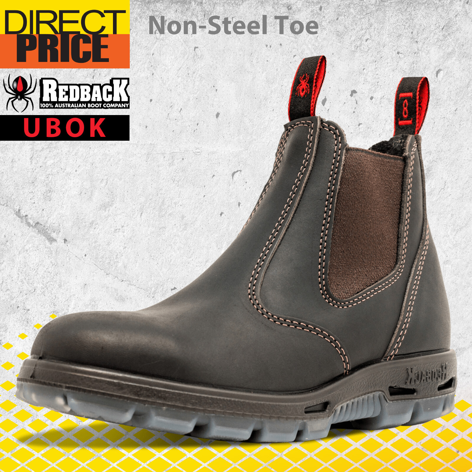 Redback UBOK Non Safety Work Boots. NO Steel Toe. Elastic Sided Bobcat