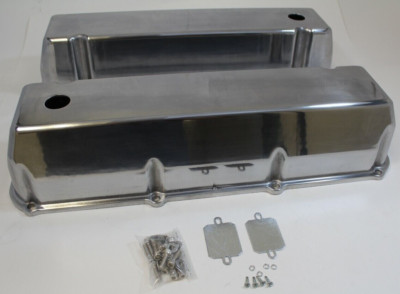1968-97 Big Block Ford Tall Polished Aluminum Valve Covers Baffled 429 460 BBF